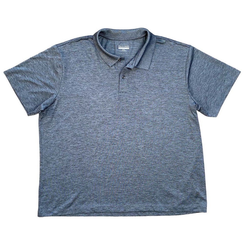 Falls Creek Men's Performance Top Blue/Gray Polo Shirt Size XXL EUC